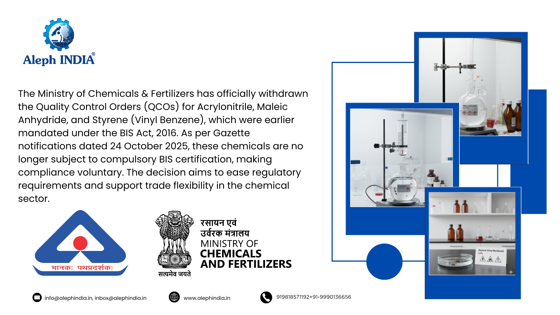 QCO Withdrawn: Acrylonitrile, Maleic Anhydride, and Styrene (Vinyl Benzene) Orders Rescinded