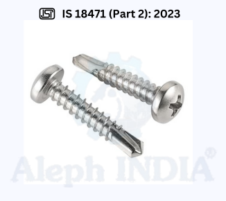 BIS CERTIFICATION FOR FASTENERS - CROSS RECESSED DRILLING SCREWS WITH TAPPING SCREW THREAD - PART 2 COUNTERSUNK HEAD IS 18471 (Part 2)